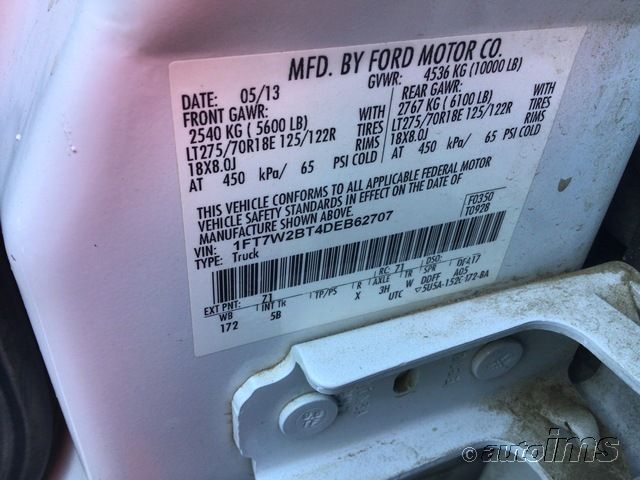 2013 FORD F250 XL/XLT/LARIAT 1FT7W2BT4DEB62707