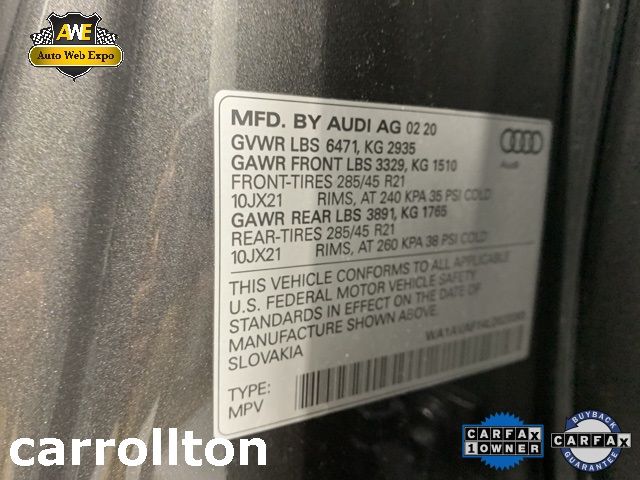 2020 AUDI Q8 PREMIUM WA1AVAF14LD020383