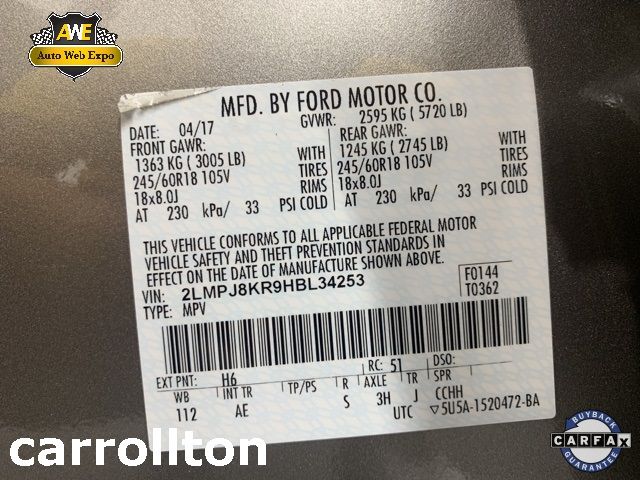 2017 LINCOLN MKX SELECT 2LMPJ8KR9HBL34253