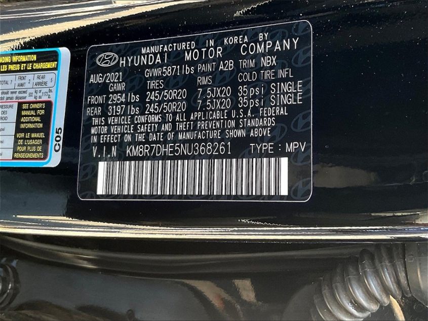 2022 HYUNDAI PALISADE CALLIGRAPHY KM8R7DHE5NU368261