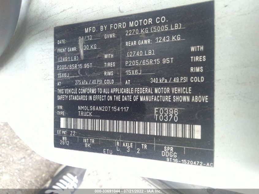 2013 FORD TRANSIT CONNECT XL NM0LS6AN2DT154117