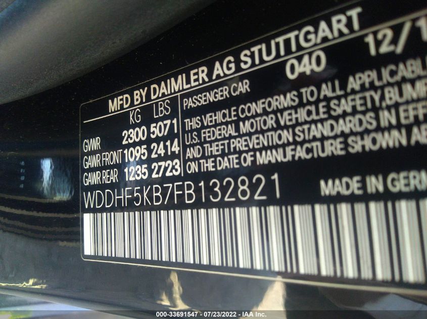 2015 MERCEDES-BENZ E 350 WDDHF5KB7FB132821
