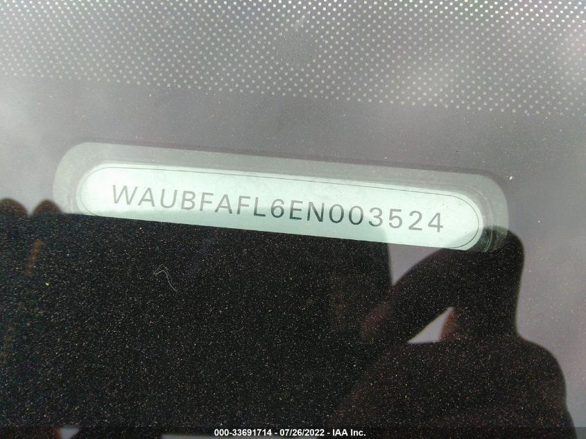 2014 AUDI A4 PREMIUM WAUBFAFL6EN003524