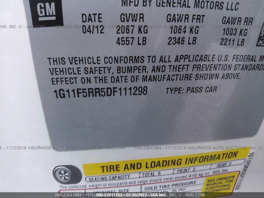 2013 CHEVROLET MALIBU ECO 1G11F5RR5DF111298
