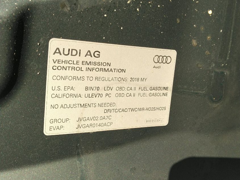2018 AUDI A5 PRESTIGE WAUCNCF53JA108155