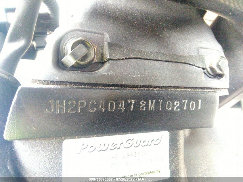 2008 HONDA CBR600 RR JH2PC40478M102701