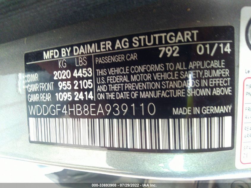2014 MERCEDES-BENZ C-CLASS C 250 WDDGF4HB8EA939110