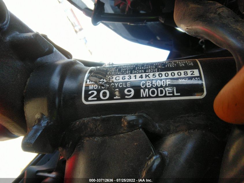 2019 HONDA CB500 F MLHPC6314K5000082