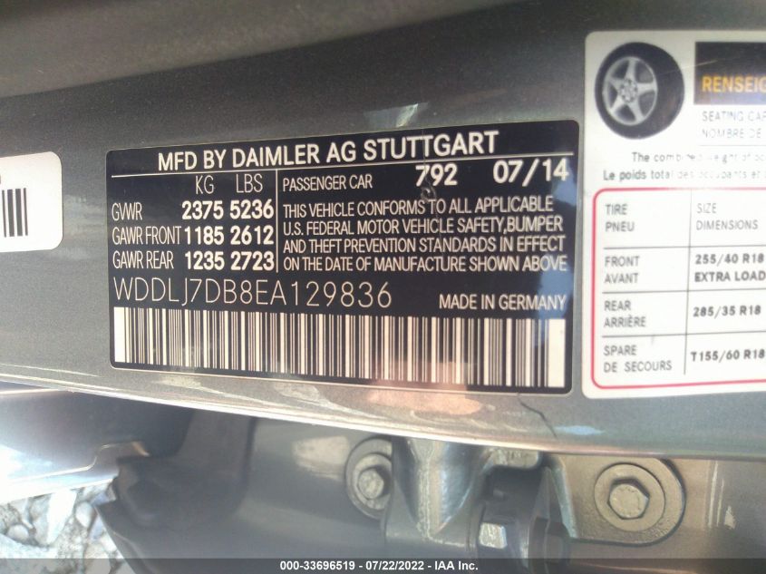 2014 MERCEDES-BENZ CLS-CLASS CLS 550 WDDLJ7DB8EA129836