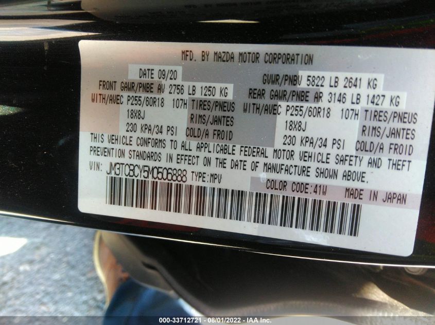 2021 MAZDA CX-9 TOURING JM3TCBCY5M0506888