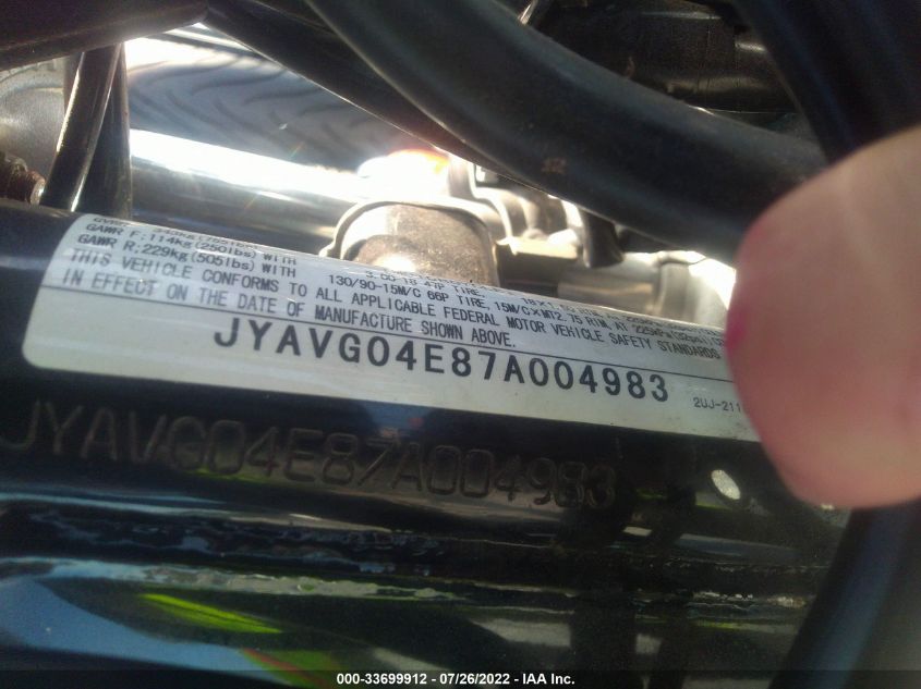 2007 YAMAHA XV250 JYAVG04E87A004983