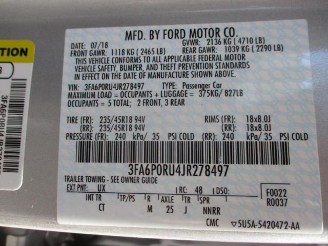 2018 FORD FUSION HYBRID TITANIUM/PLATINUM 3FA6P0RU4JR278497