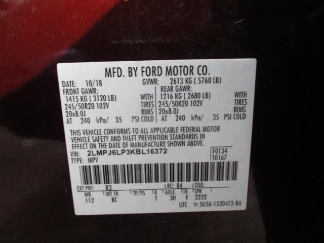 2019 LINCOLN NAUTILUS RESERVE 2LMPJ6LP3KBL16372