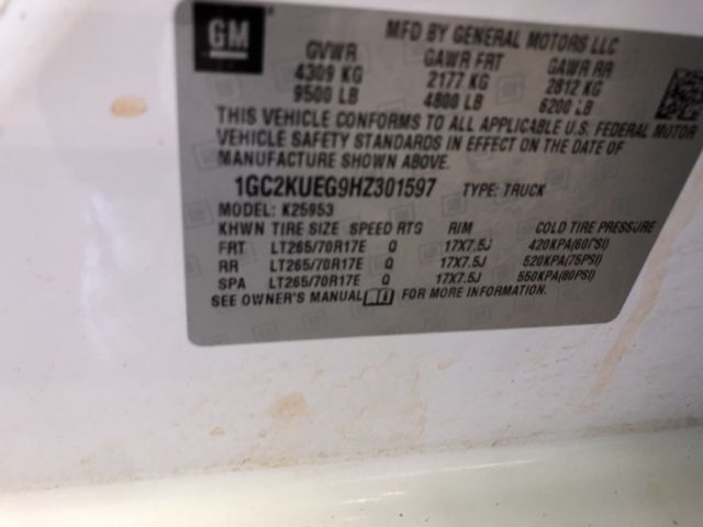2017 CHEVROLET SILVERADO WORK TRUCK 1GC2KUEG9HZ301597