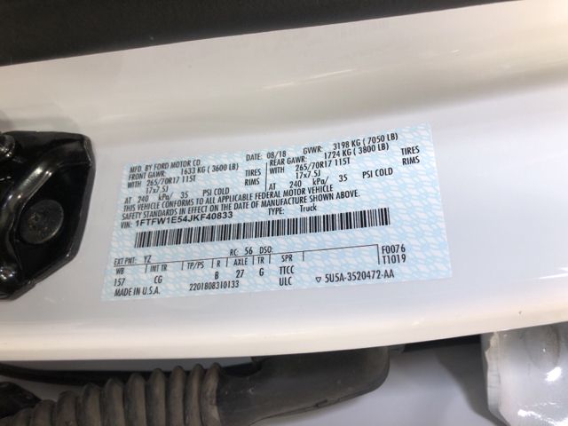 2018 FORD F150 XL/XLT/LARIAT 1FTFW1E54JKF40833