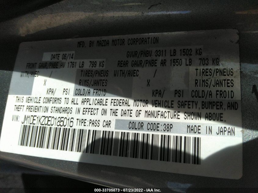 2014 MAZDA MAZDA2 SPORT JM1DE1KZ0E0185016