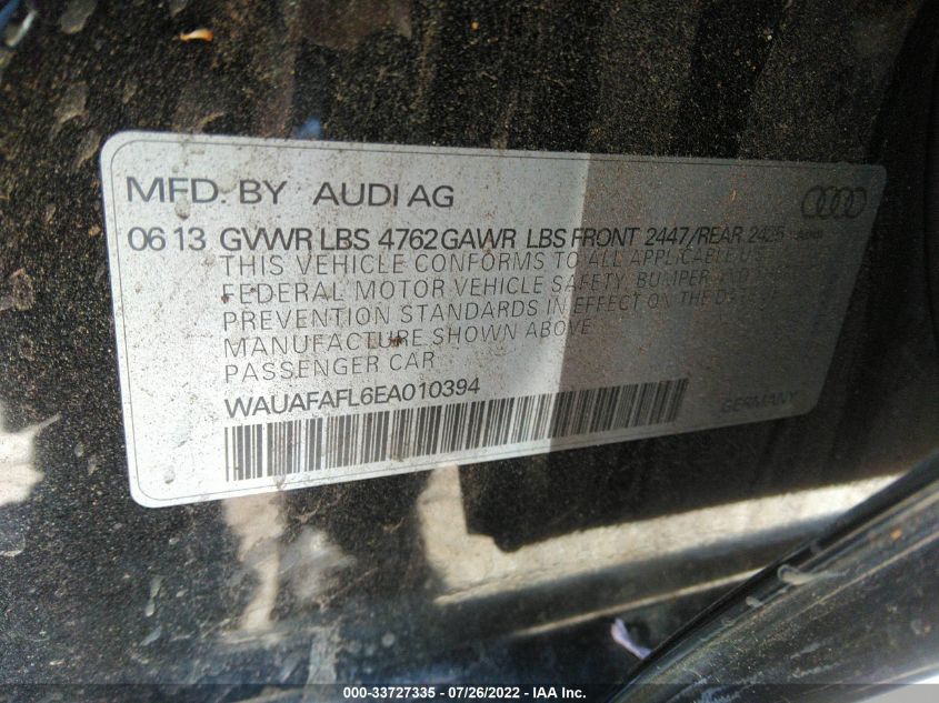 2014 AUDI A4 PREMIUM WAUAFAFL6EA010394