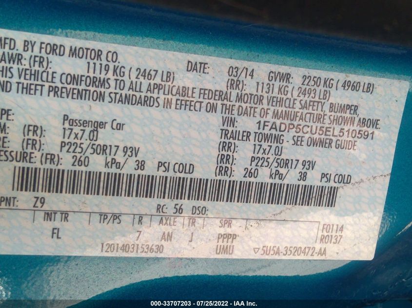 2014 FORD C-MAX ENERGI SEL 1FADP5CU5EL510591