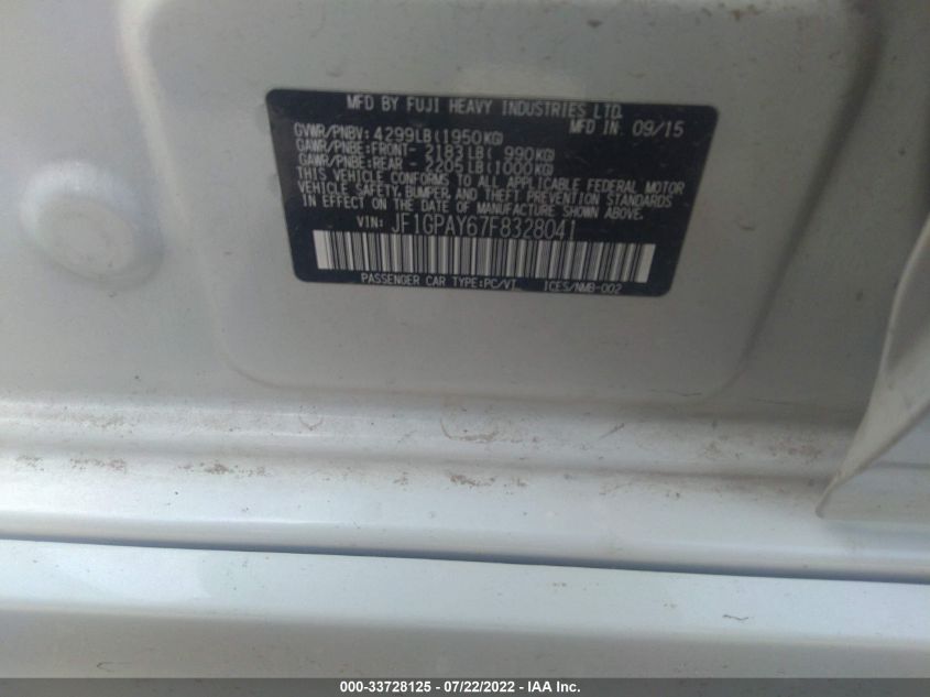 2015 SUBARU IMPREZA WAGON 2.0I SPORT PREMIUM JF1GPAY67F8328041