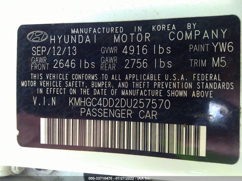 2013 HYUNDAI GENESIS 3.8L KMHGC4DD2DU257570