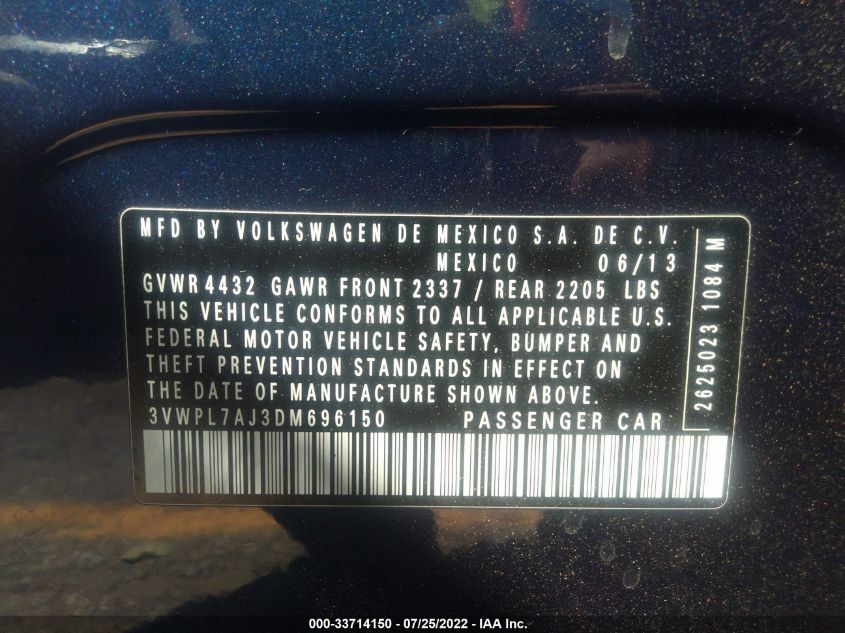 2013 VOLKSWAGEN JETTA SPORTWAGEN TDI 3VWPL7AJ3DM696150