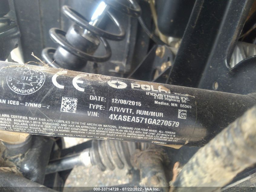2016 POLARIS SPORTSMAN 570 4XASEA571GA270579