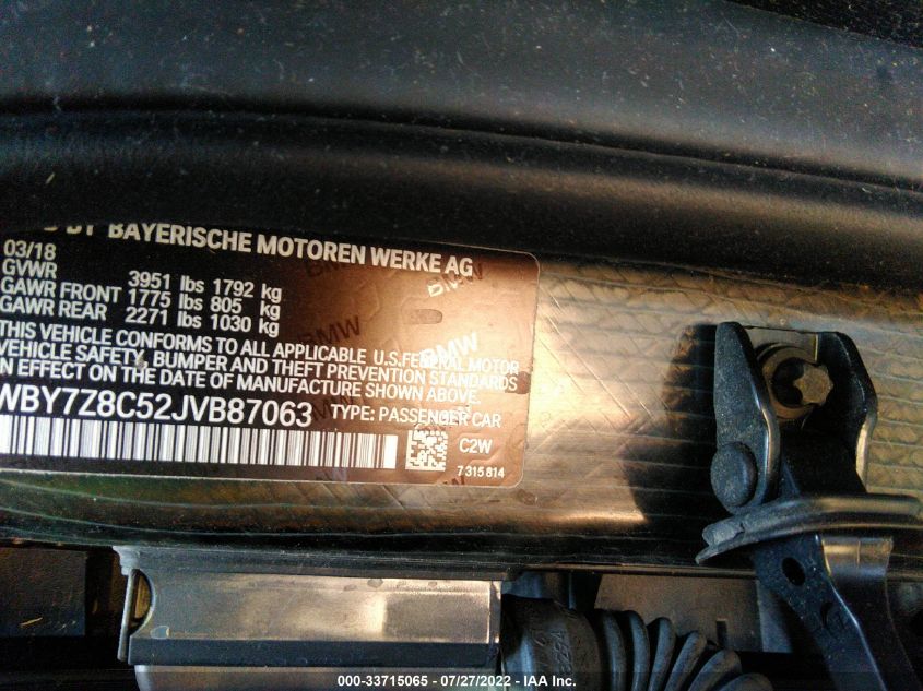 2018 BMW I3 S WBY7Z8C52JVB87063