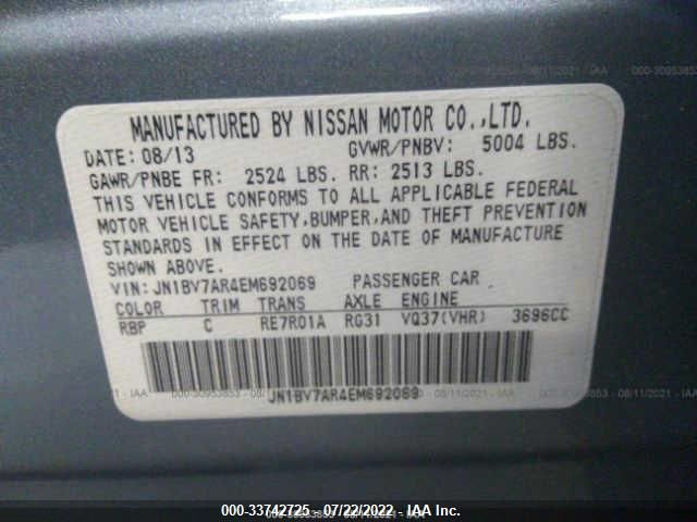 2014 INFINITI Q50 PREMIUM JN1BV7AR4EM692069
