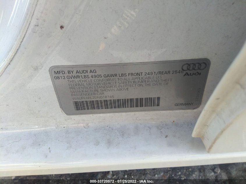 2013 AUDI A4 PREMIUM PLUS WAUFFAFL2DN018165