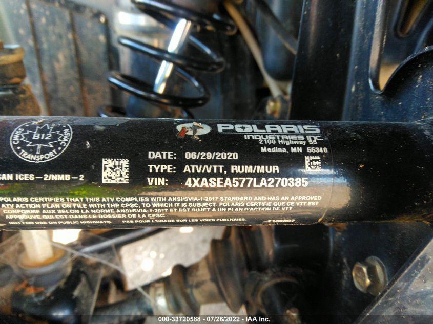 2020 POLARIS SPORTSMAN 570 4XASEA577LA270385