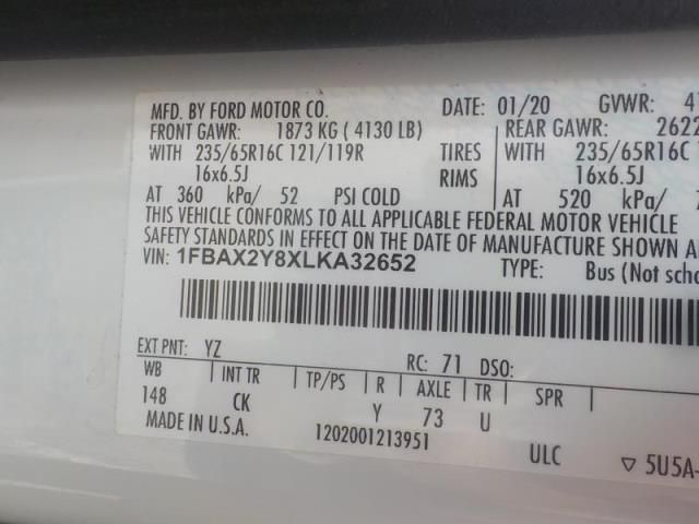 2020 FORD TRANSIT T-350 1FBAX2Y8XLKA32652