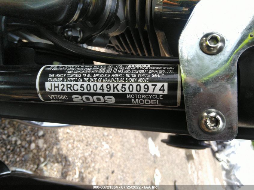 2009 HONDA VT750 C JH2RC50049K500974