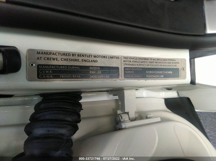 2014 BENTLEY CONTINENTAL GT V8 S SCBGH3ZA9EC040462