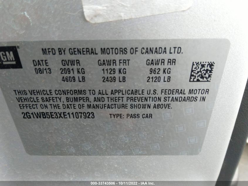 2014 CHEVROLET IMPALA LIMITED LT 2G1WB5E3XE1107923