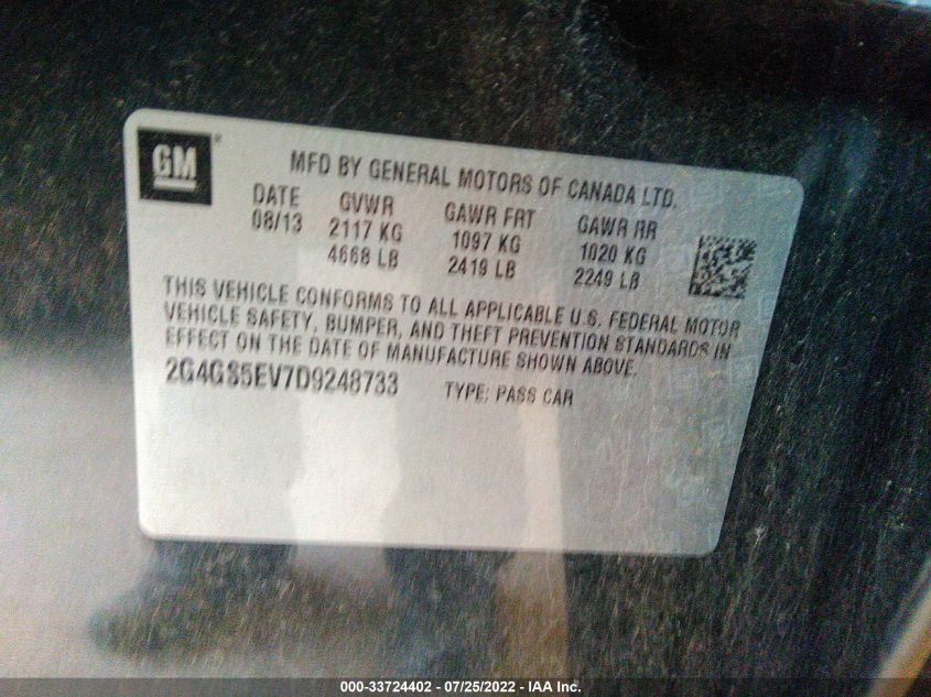 2013 BUICK REGAL TURBO PREMIUM 1 2G4GS5EV7D9248733