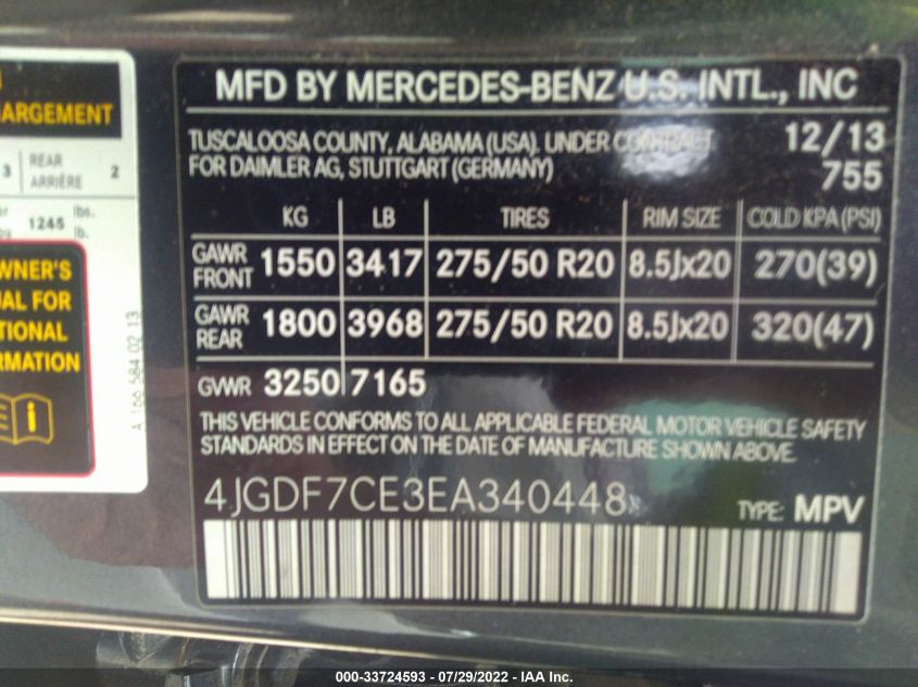 2014 MERCEDES-BENZ GL-CLASS GL 450 4JGDF7CE3EA340448