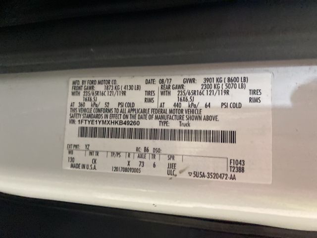 2017 FORD TRANSIT 1FTYE1YMXHKB49260