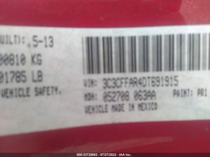 2013 FIAT 500 POP 3C3CFFAR4DT691915