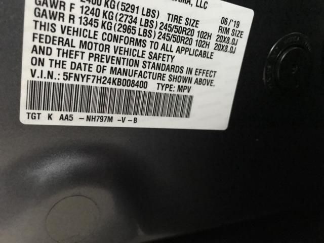 2019 HONDA PASSPORT SPORT 5FNYF7H24KB008400