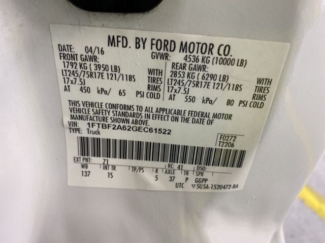2016 FORD F250 XL/XLT 1FTBF2A62GEC61522