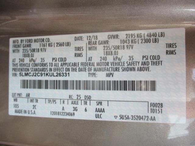 2019 LINCOLN MKC SELECT 5LMCJ2C91KUL26331