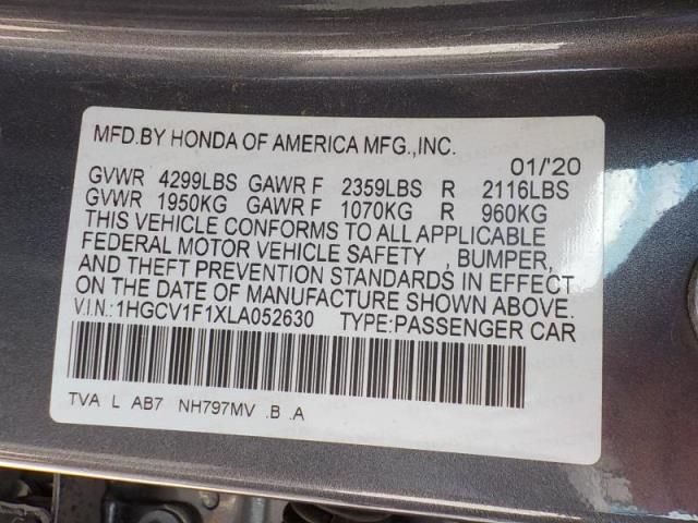 2020 HONDA ACCORD LX 1HGCV1F1XLA052630