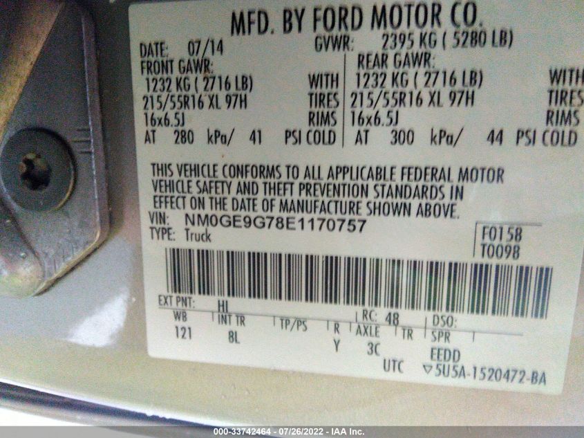 2014 FORD TRANSIT CONNECT WAGON TITANIUM NM0GE9G78E1170757