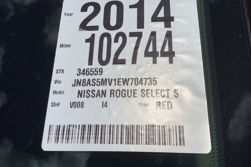 2014 NISSAN ROGUE SELECT S JN8AS5MV1EW704735