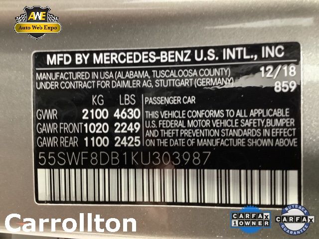 2019 MERCEDES-BENZ C 300 55SWF8DB1KU303987