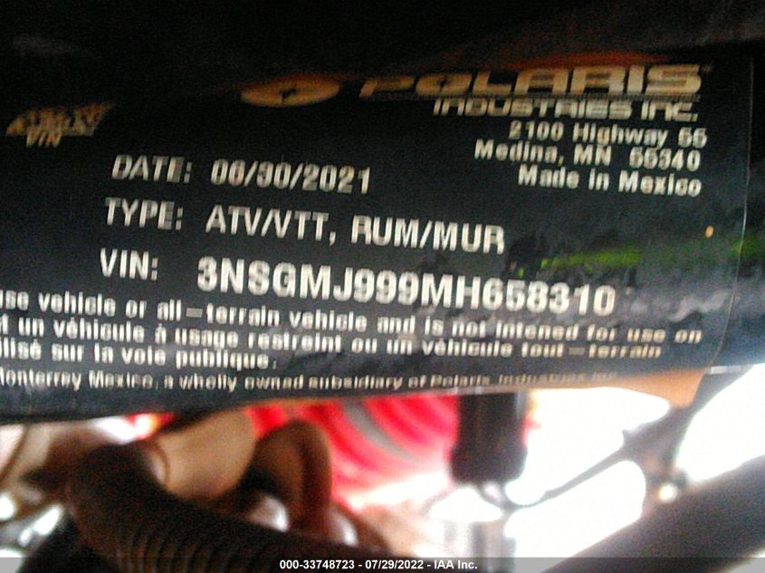 2021 POLARIS GENERAL XP 4 1000 DELUXE RIDE COM 3NSGMJ999MH658310