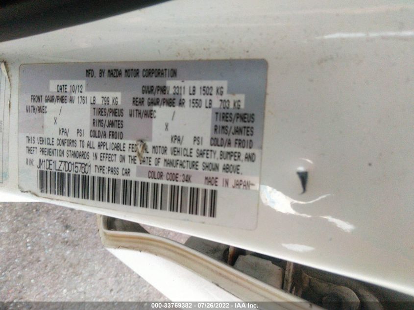 2013 MAZDA MAZDA2 TOURING JM1DE1LZ7D0157601