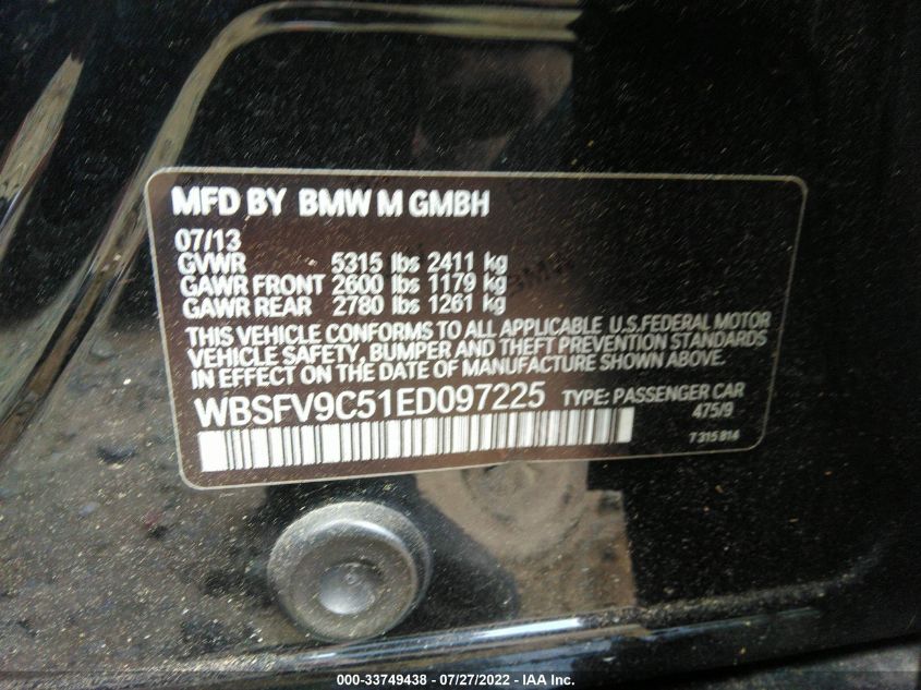 2014 BMW M5 WBSFV9C51ED097225