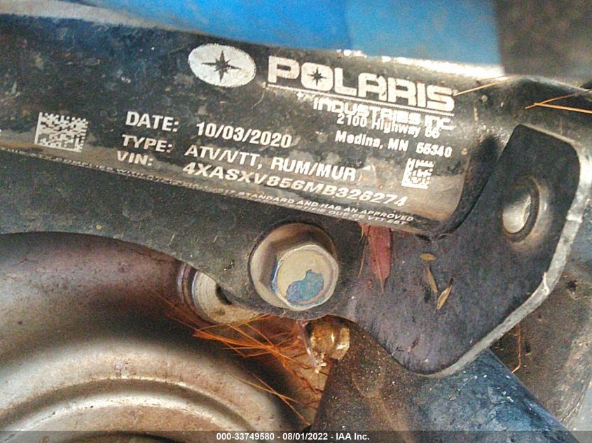 2021 POLARIS SPORTSMAN 850 TRAIL 4XASXV856MB326274
