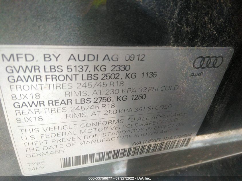 2013 AUDI ALLROAD PREMIUM PLUS WA1UFAFL1DA128684